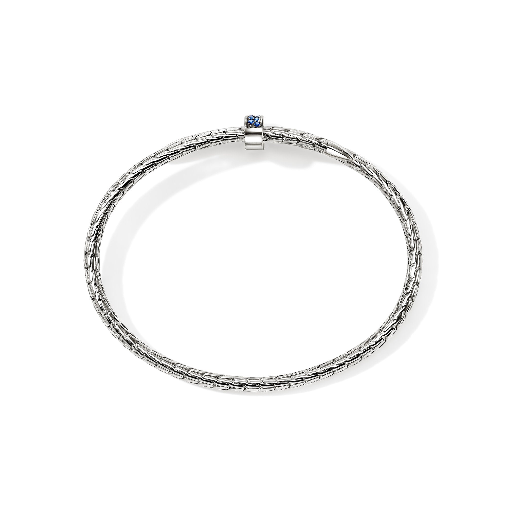 John Hardy Sterling Silver Spear Bypass Cuff Bracelet with Blue Sapphire, 4mm