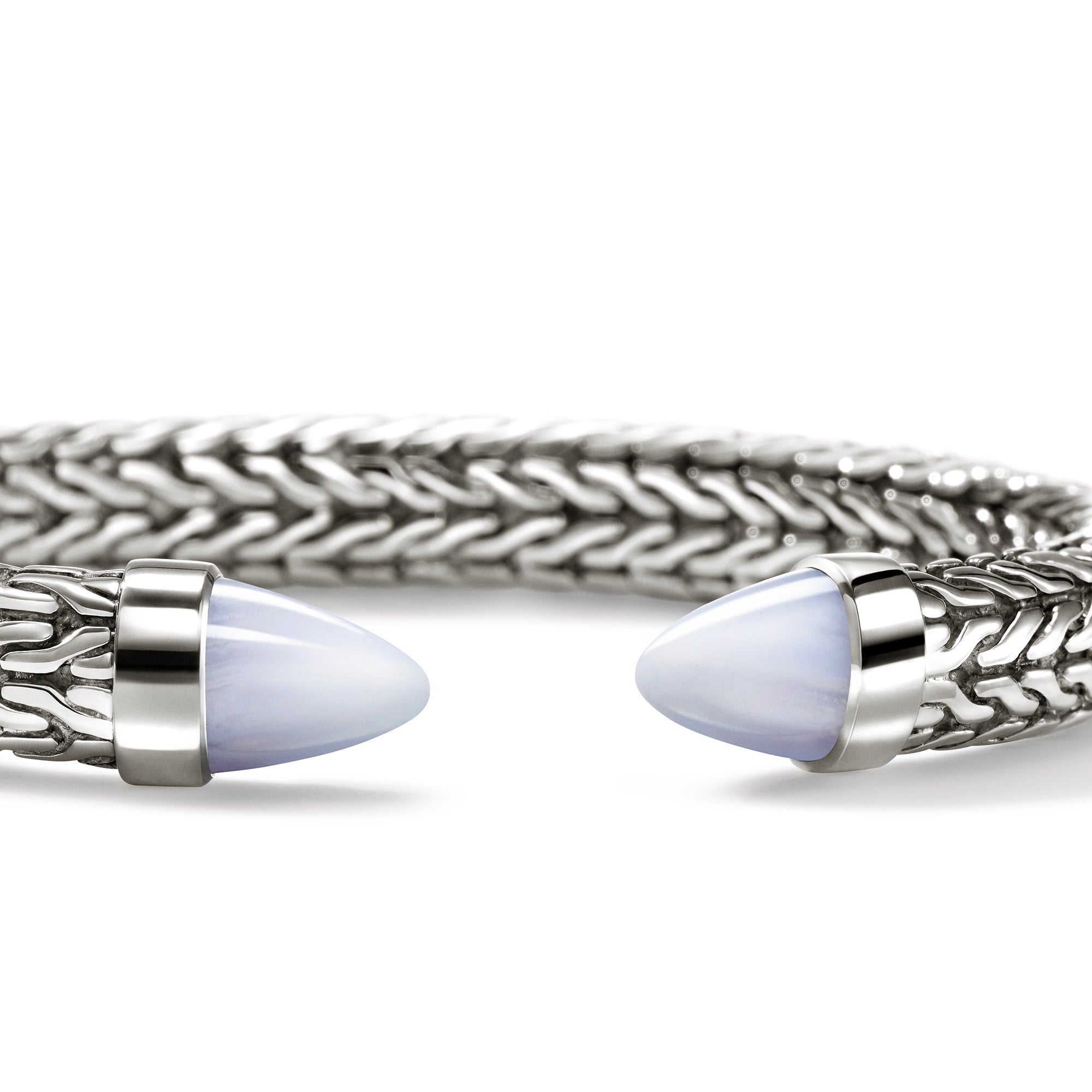 John Hardy Sterling Silver Spear Flex Cuff Bracelet with Blue Lace Agate, 8.9mm