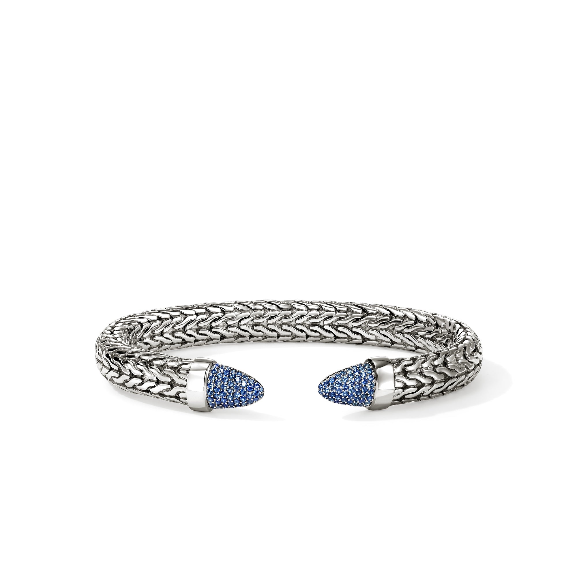 John Hardy Sterling Silver Spear Flex Cuff Bracelet with Blue Sapphire, 8.9mm