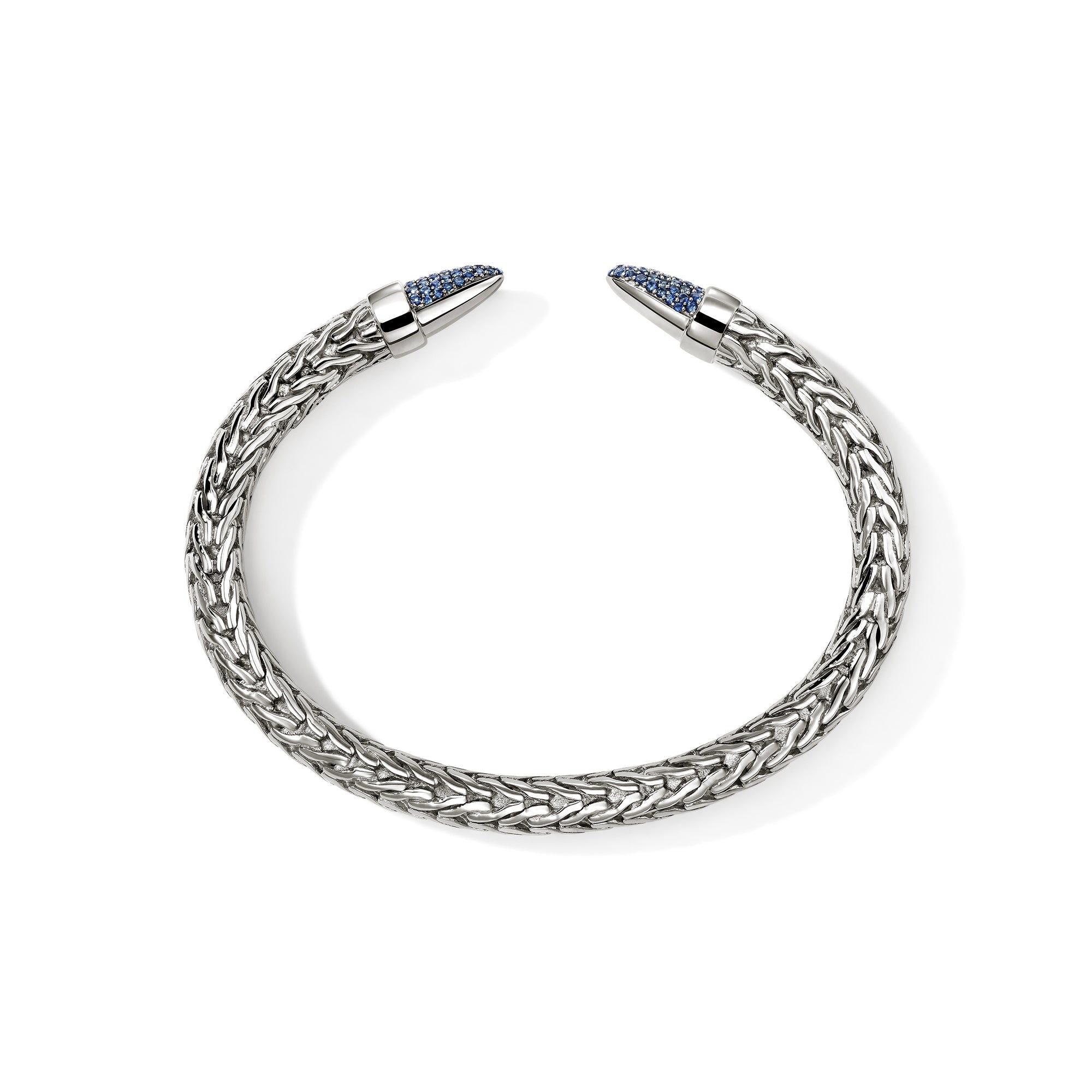 John Hardy Sterling Silver Spear Flex Cuff Bracelet with Blue Sapphire, 8.9mm