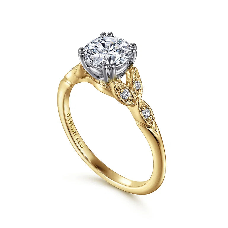 White and Yellow Gold Celia Round Diamond Engagement Ring Setting