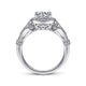 Delilah Vintage Inspired White Gold Cushion Halo Round Diamond Engagement Ring Setting