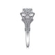 Delilah Vintage Inspired White Gold Cushion Halo Round Diamond Engagement Ring Setting
