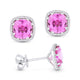 Created Pink Sapphire Cushion Shaped Stud Earrings