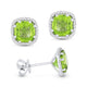 Peridot Cushion Shaped Stud Earrings