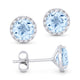 Blue Topaz Halo Stud Earrings