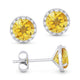 Citrine Halo Stud Earrings