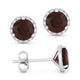 Garnet Halo Stud Earrings