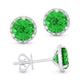 Created Emerald Halo Stud Earrings