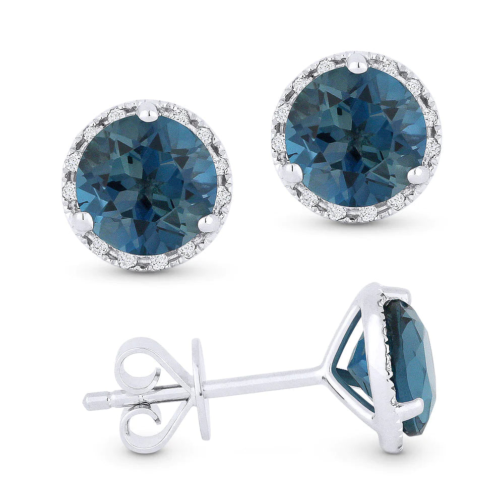 London Blue Topaz Halo Stud Earrings