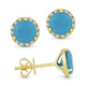 Yellow Gold Turquoise and Diamond Stud Earrings.