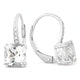 Cushion Cut White Topaz and Diamond Hoop Earrings