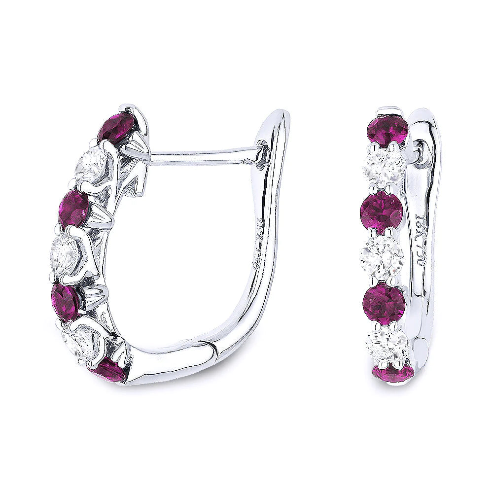 Ruby & Diamond Huggie Earrings