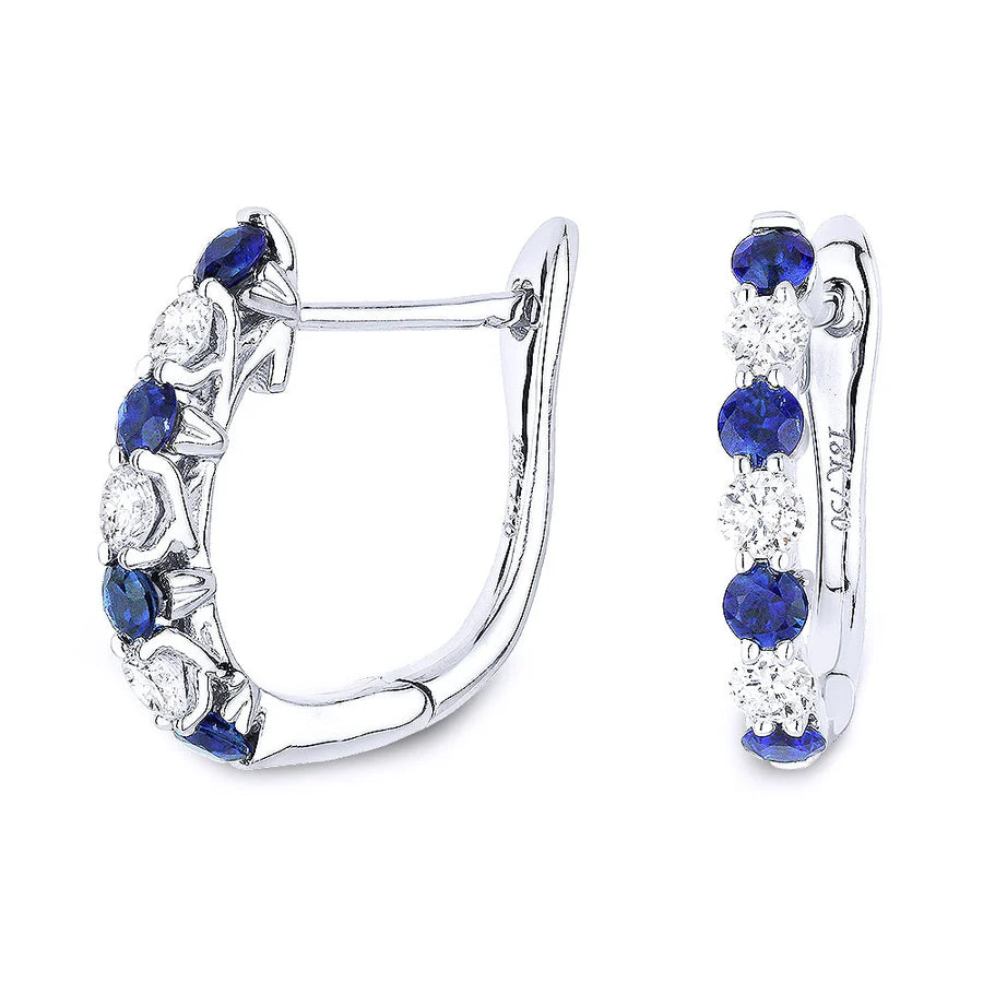 Sapphire and Diamond Huggie Hoop Earrings