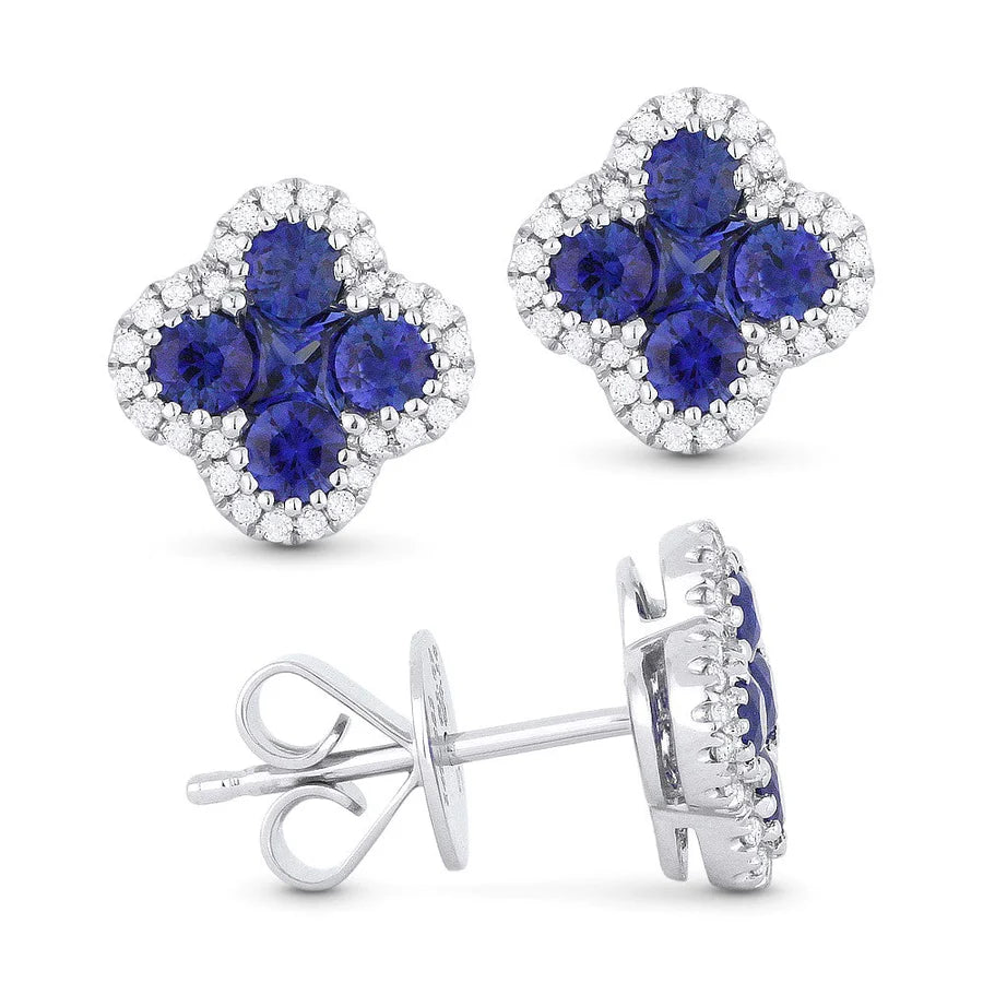 Sapphire and Diamond Clover Studs