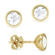 Yellow Gold White Topaz Stud Earrings