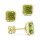 Yellow Gold Peridot Square Stud Earrings