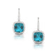 White Gold Diamond and London Blue Topaz Cushion Cut Drop Earrings