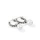 Sterling Silver Chain Motif and Pearl 28MM Convertible Hoop Earrings