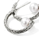 Sterling Silver Chain Motif and Freshwater Pearl Drop Hoop Earrings