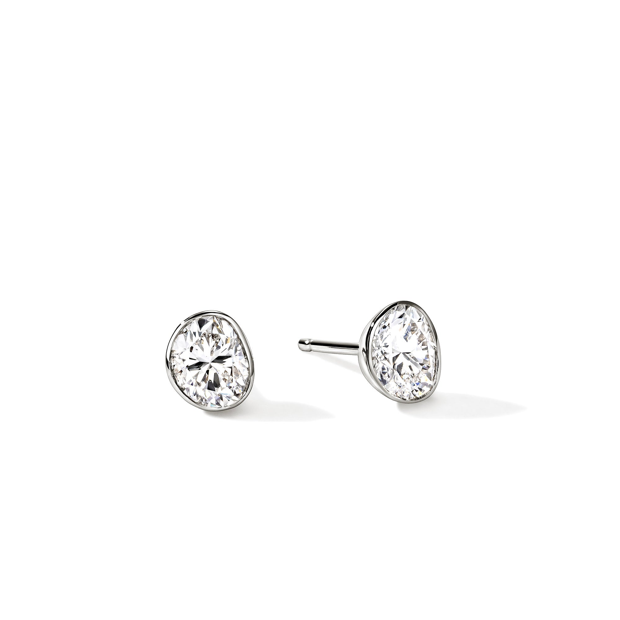 John Hardy Sterling Silver Lovestruck Bezel Stud Earrings with Lab Grown Oval Diamonds, 1.50 ctw