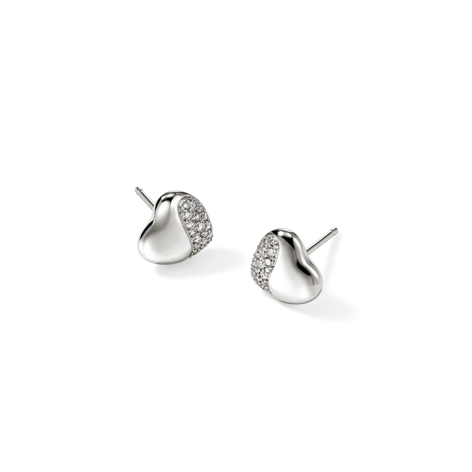 Diamond Heart Pebble Earrings