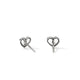 Sterling Silver Heart Stud Earrings with Diamonds