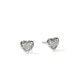 Sterling Silver Heart Stud Earrings with Diamonds