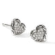 Sterling Silver Heart Stud Earrings with Diamonds