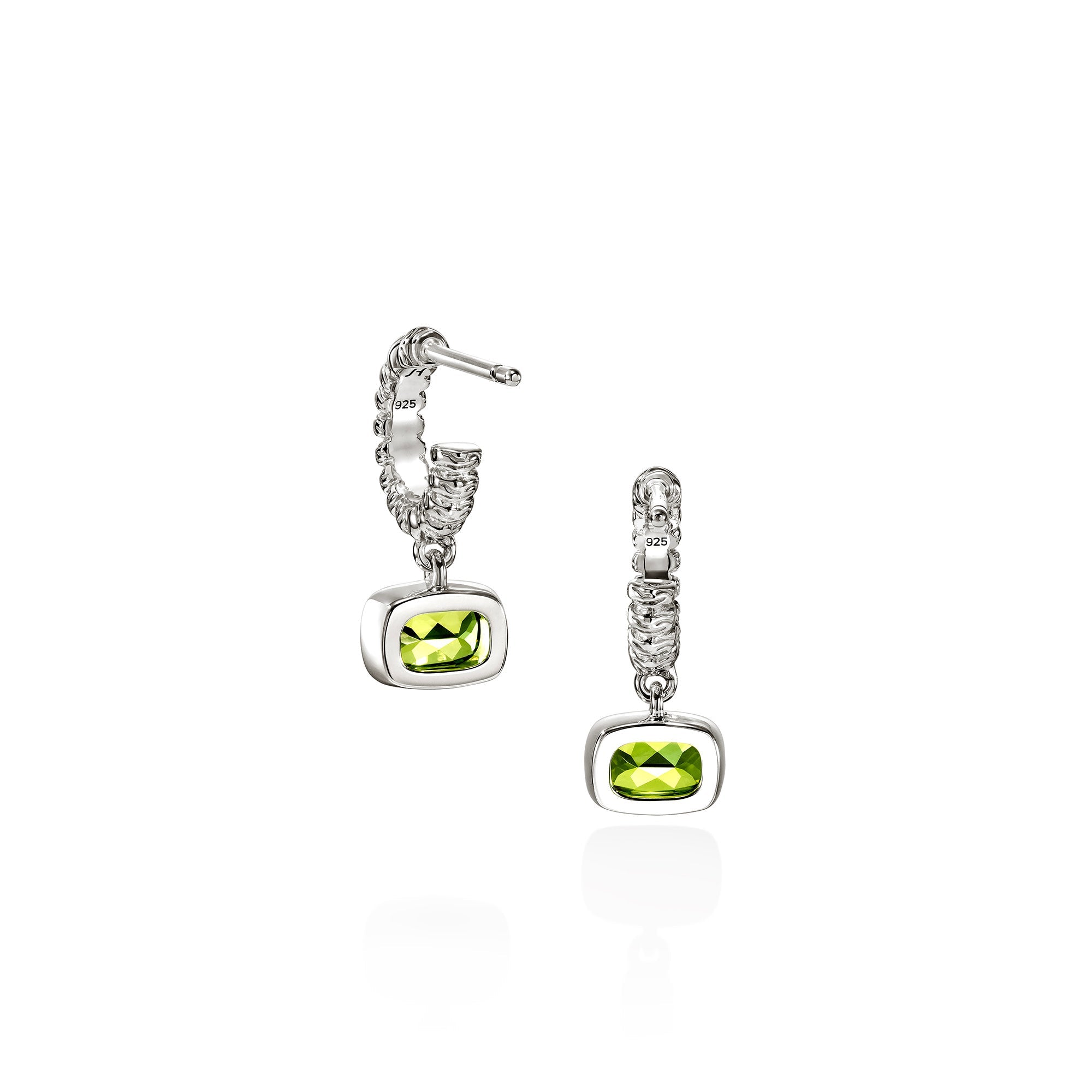 Back view of the John Hardy Heishi peridot drop earrings