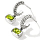 Close-up of the cushion-cut peridot drop