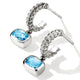 Close-up of the cushion-cut Swiss blue topaz drop