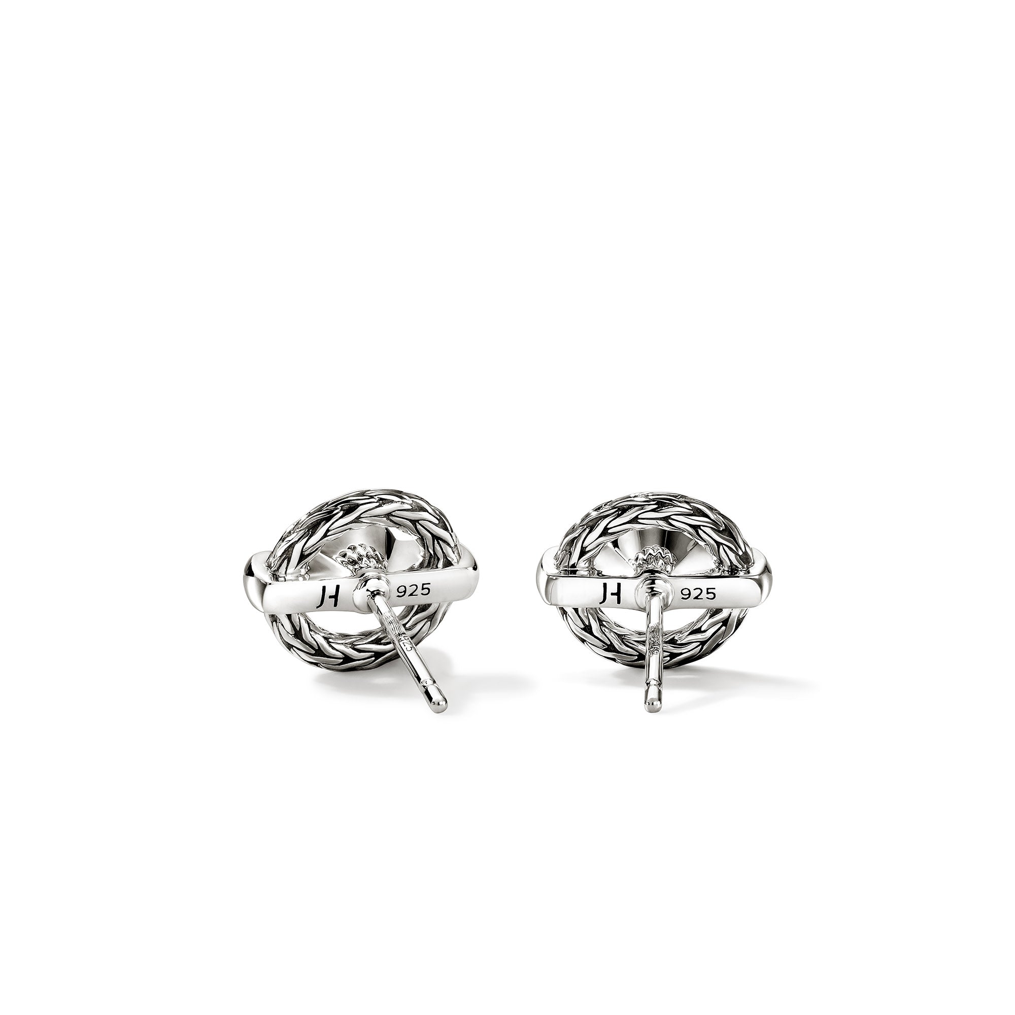 John Hardy Sterling Silver Icon Circle Earrings with Treated Blue Topaz