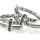 Sterling Silver Black Sapphire Spear Hoop Earrings