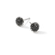 Sterling Silver Chain Motif and Treated Black Sapphire 7MM Stud Earrings