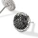 Sterling Silver Chain Motif and Treated Black Sapphire 10MM Stud Earrings