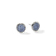 Sterling Silver Chain Motif and Pave Blue Sapphire 10MM Stud Earrings