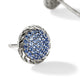 Sterling Silver Chain Motif and Pave Blue Sapphire 10MM Stud Earrings