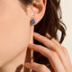 Sterling Silver Chain Motif and Pave Blue Sapphire 10MM Stud Earrings