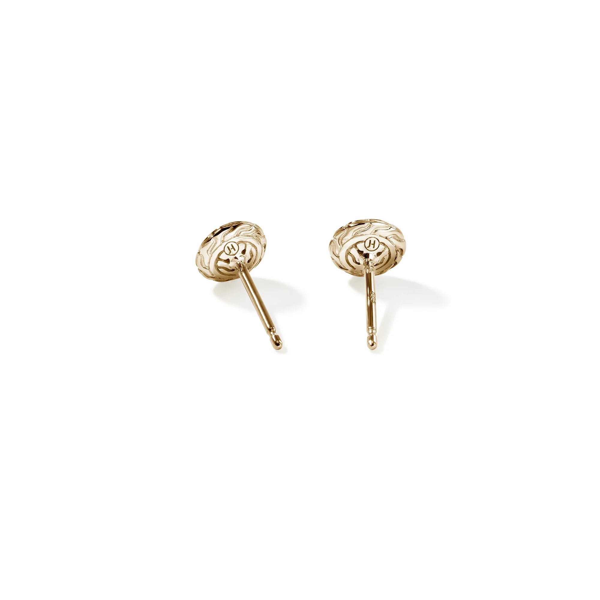 Yellow Gold Chain Motif and Diamond Pave Stud Earrings