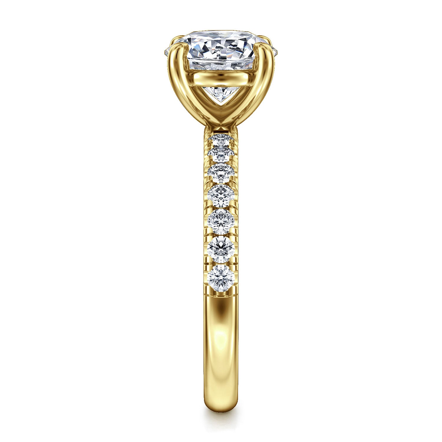 Winslow Yellow Gold Round Pave Diamond Engagement Ring Setting