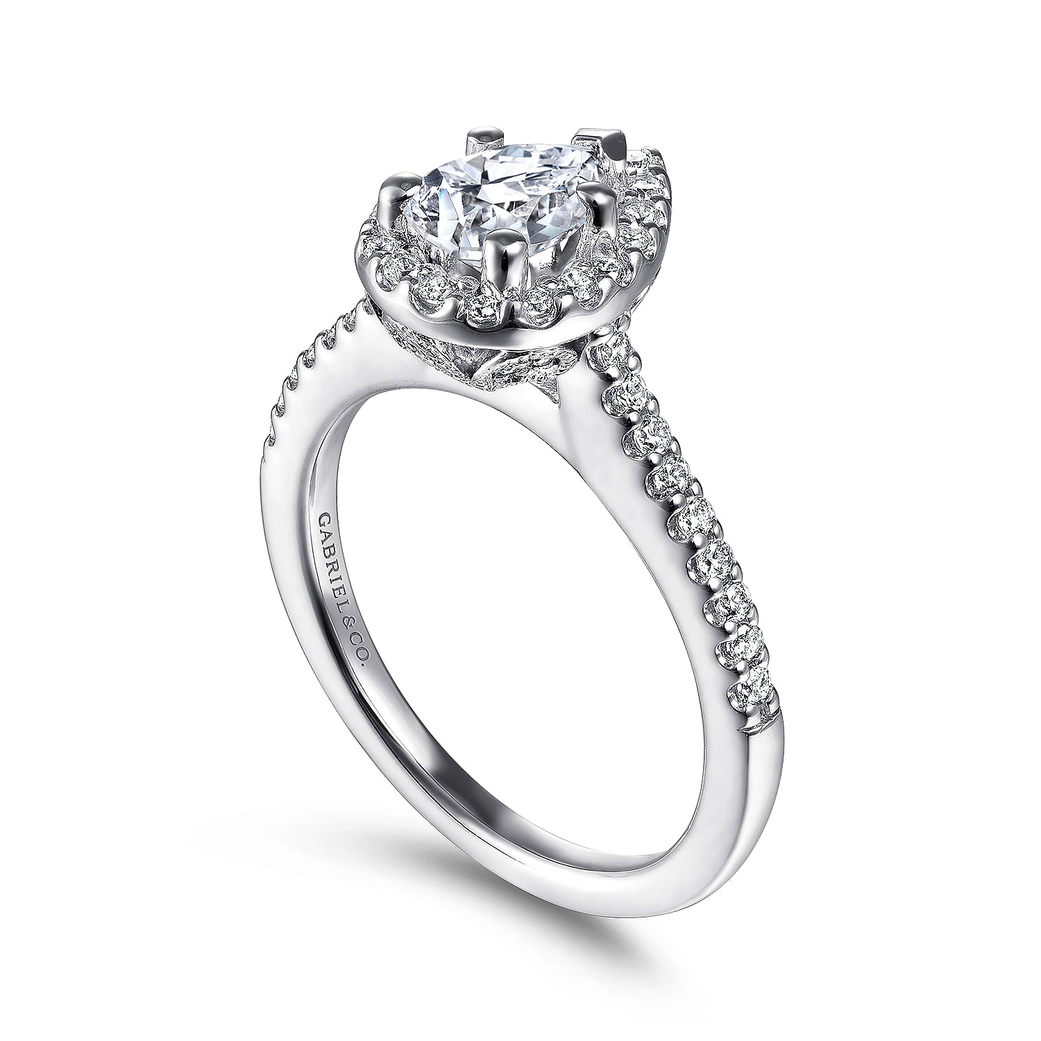 Paige White Gold Pear Shape Halo Diamond Engagement Ring Setting