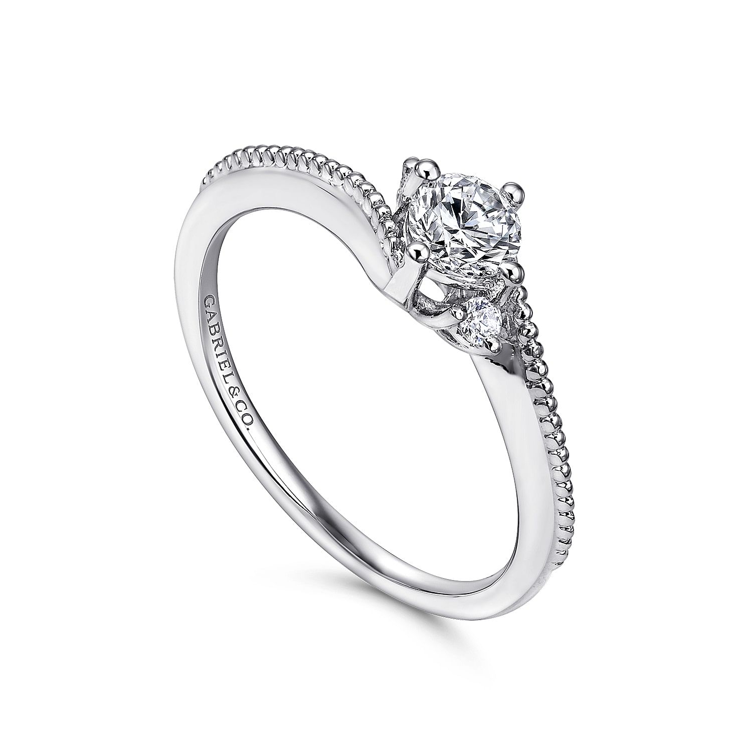 White Gold 3 Stone Round Diamond Engagement Ring