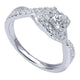 White Gold Princess Halo Twisted Diamond Engagement Ring