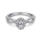 White Gold Diamond Oval Halo Twisted Engagement Ring