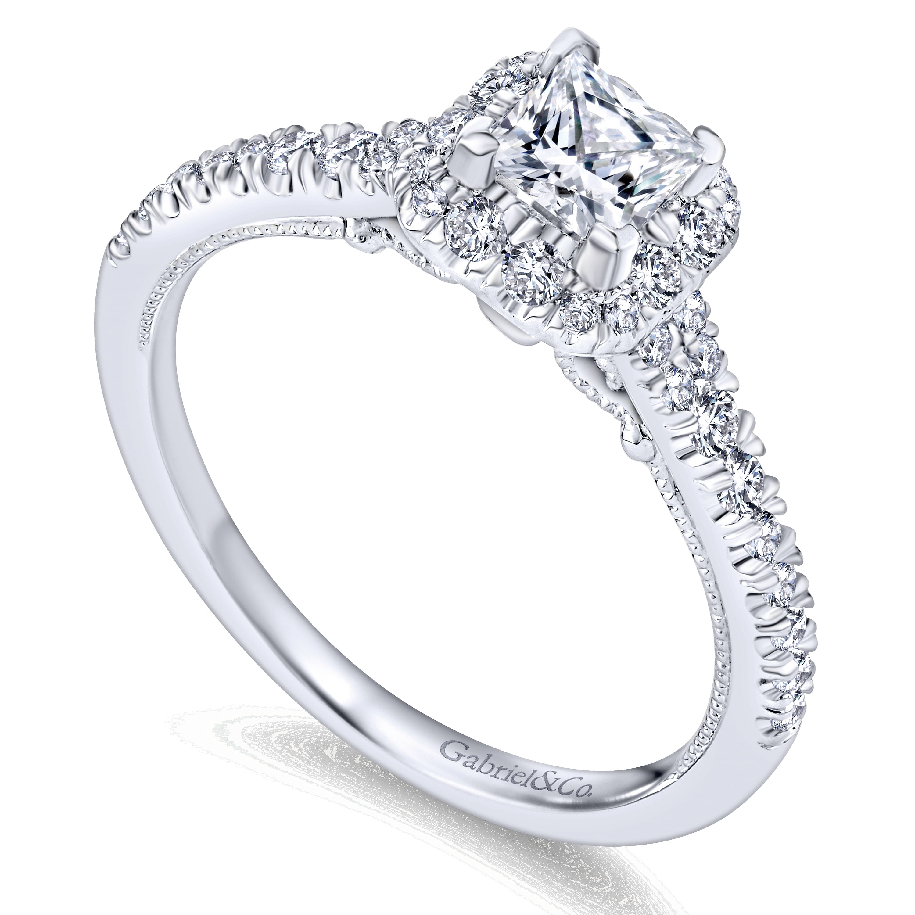 White Gold Victorian Diamond Halo Engagement Ring