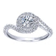 White Gold Round Double Halo Curved Diamond Engagement Ring