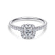 White Gold Princess Halo Diamond Engagement Ring