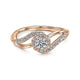 Rose Gold Round Halo Diamond Bypass Engagement Ring