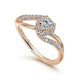 Rose Gold Round Halo Diamond Bypass Engagement Ring